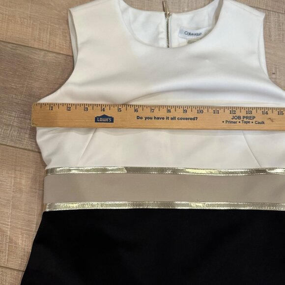 CALVIN KLEIN WOMENS WHITE TAN BLACK DRESS NEW 6P COCKTAIL PARTY FORMAL - Picture 6 of 10